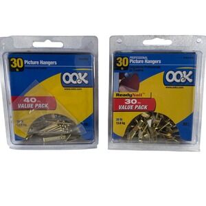 OOK 30lb Picture Hangers Value Pack Bundle‎ 70pc ReadyNail 534281 533198 Brass